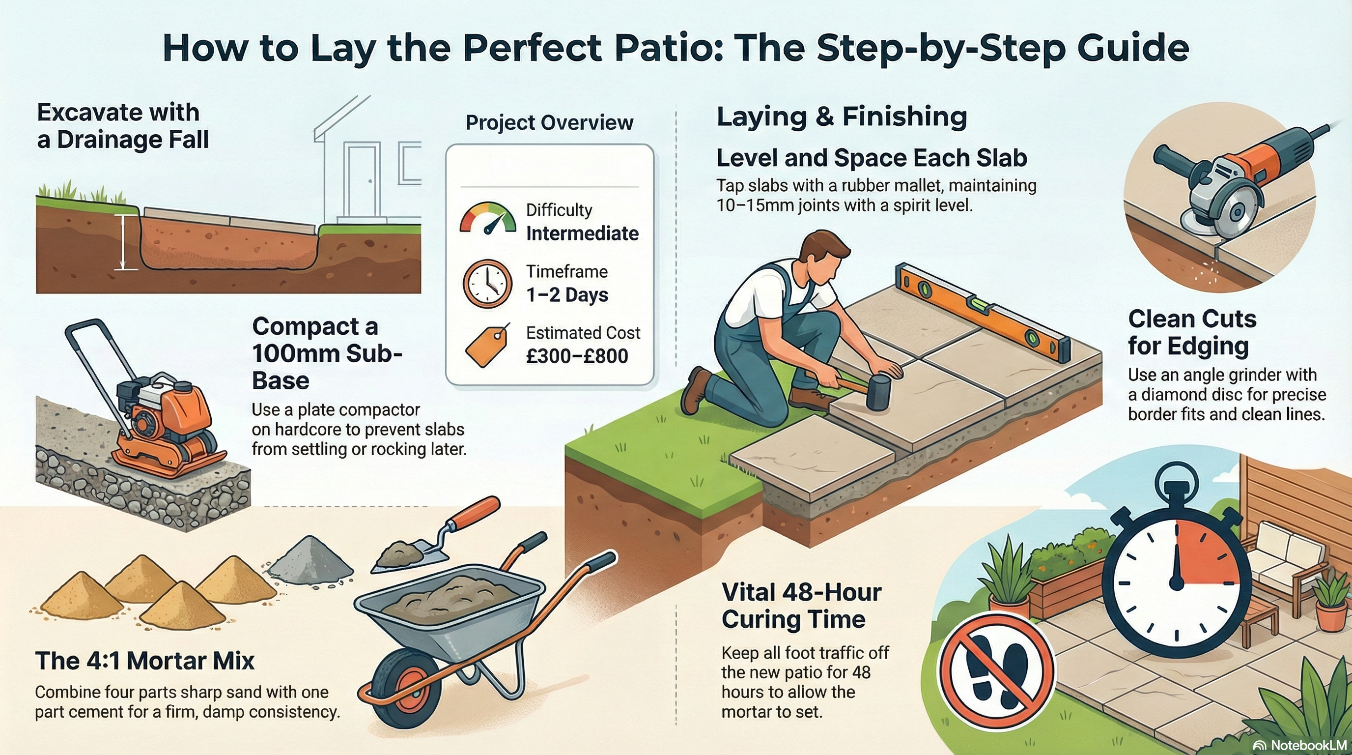 How to lay paving slabs infographic – step-by-step visual guide 2026