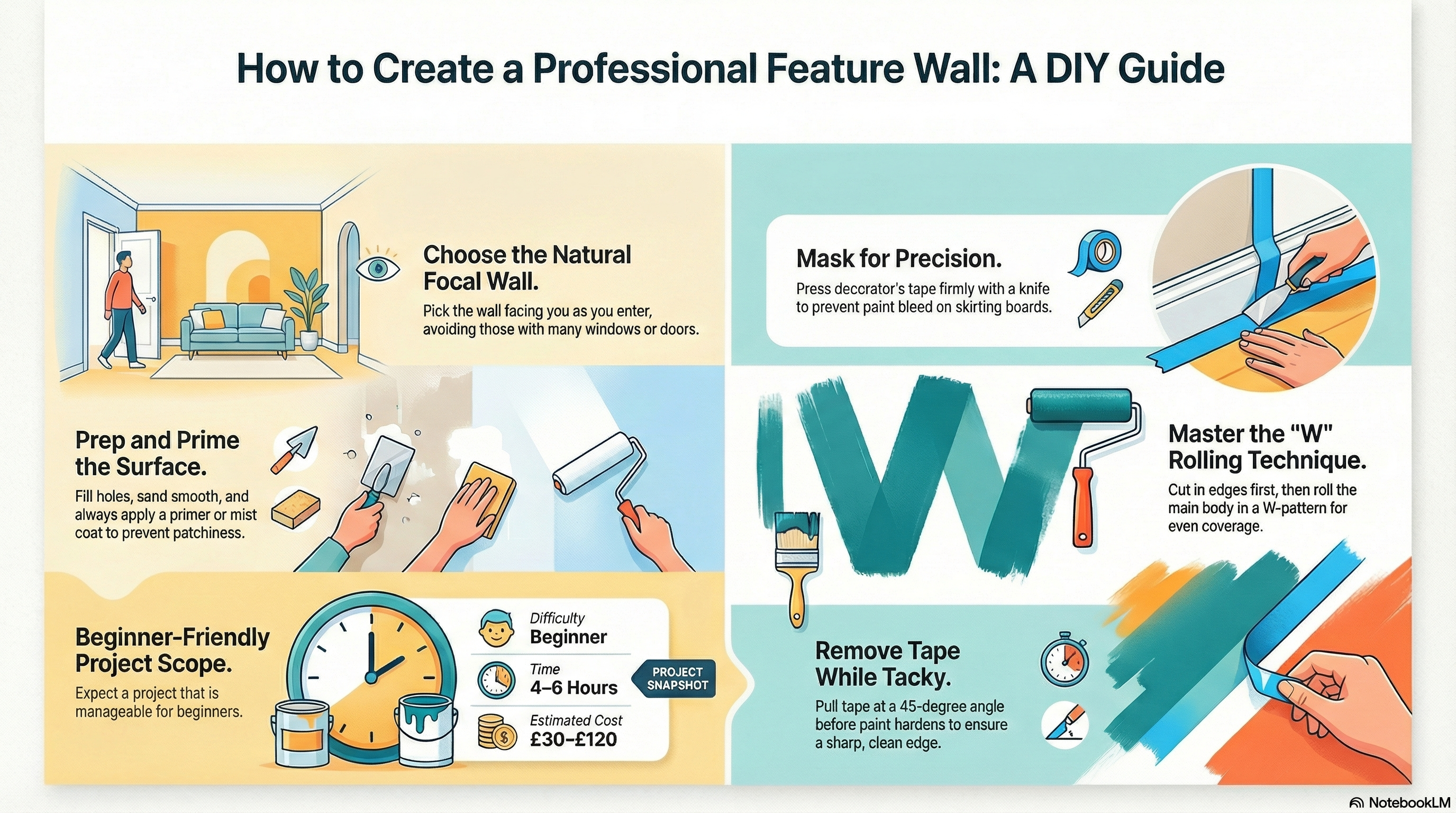 How to paint a feature wall infographic – step-by-step visual guide 2026